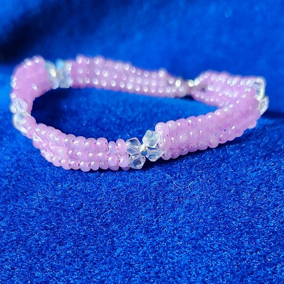Soft Passion Pink Double-Strand Beaded Bracelet - Picture 1 of 3